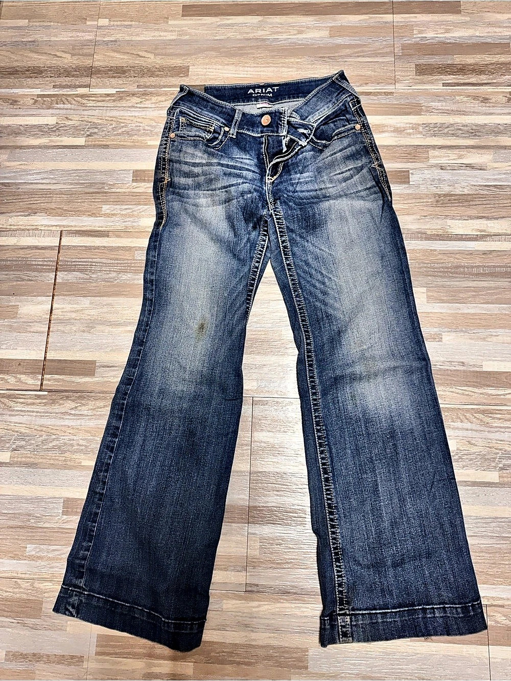 Ariat R.E.A.L. Entwined Mid-Rise Boot Cut Jeans Blue Waist 28R